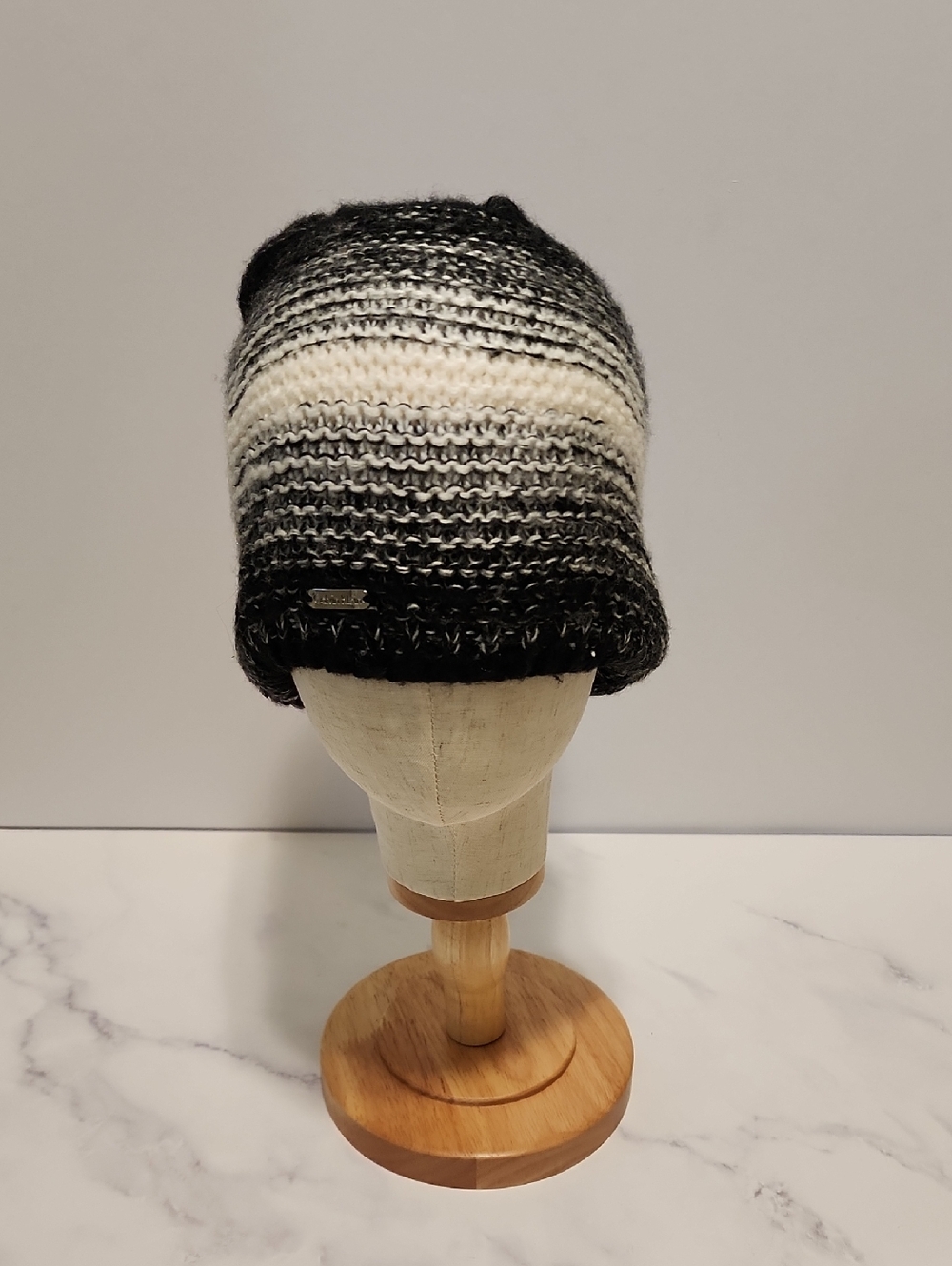 Calvin Klein Black Gray and White Knit Beanie